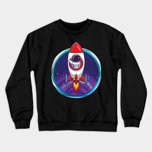 Astronaut Rides Rocket Crewneck Sweatshirt